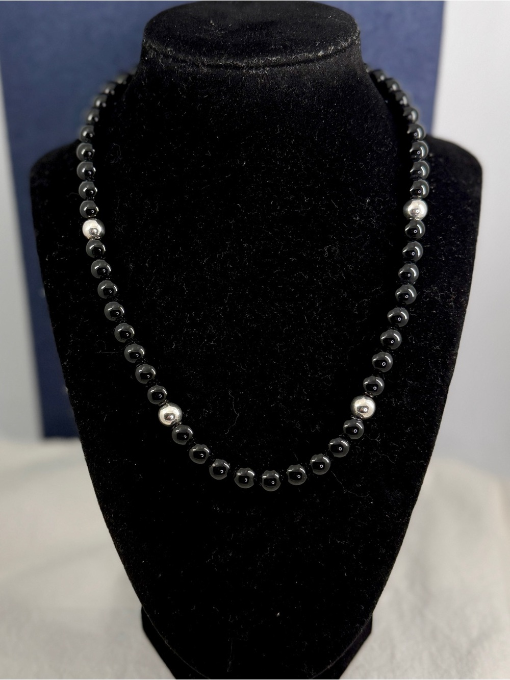 JAY KING DRT Desert Rose Trading Sterling Silver Black Onyx Beaded Necklace